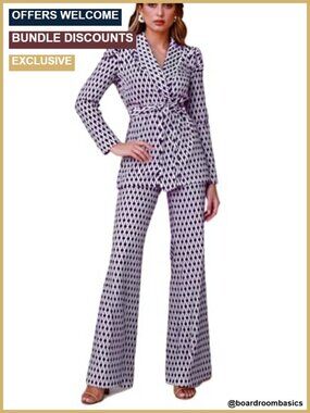 Women's 2 Piece Pant Suit Set Oversized Blazer Wide Leg Pants